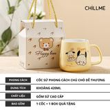  Cốc uống nước Happy dog 450ml kèm hộp quà tặng tiện lợi - LSHD01 