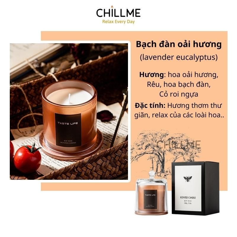  Nến thơm cao cấp sáp đậu nành chillme thiên nhiên khử mùi phòng trang trí sang trọng đẹp mắt TL 