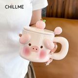  Cốc sứ uống nước có nắp Chillme hình heo và cún dễ thương đáng iu cute phù hợp quà tặng decor 