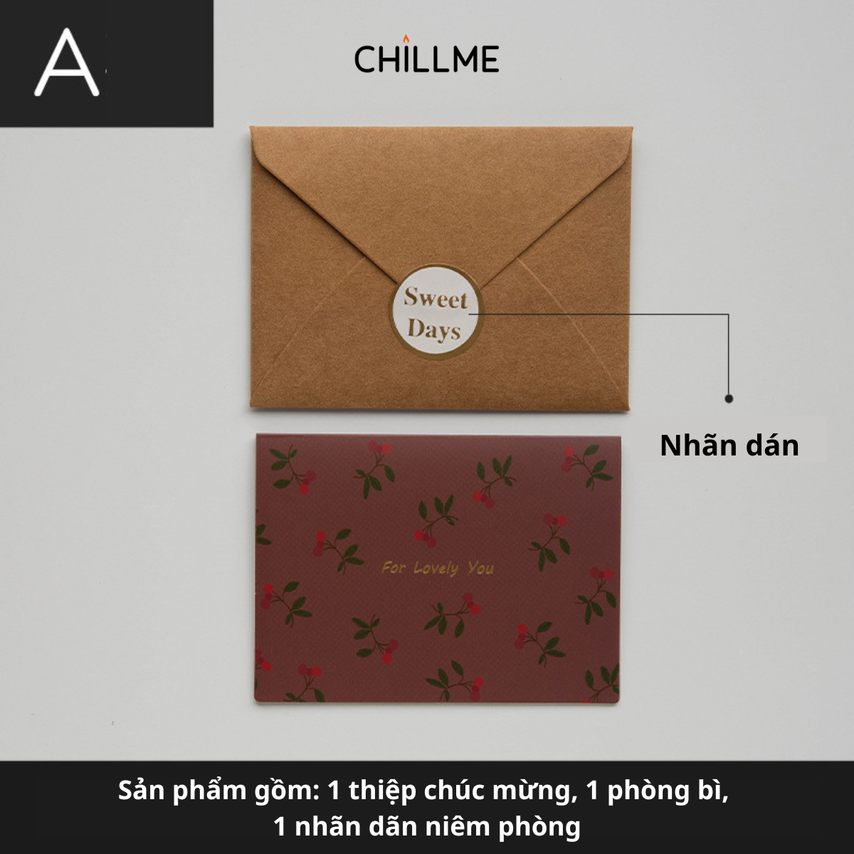  Thiệp chúc mừng hoạ tiết hoa văn Chillme chúc mừng sinh nhật, kỷ niệm, ngày lễ đơn giản cao cấp - HK036 