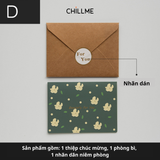  Thiệp chúc mừng hoạ tiết hoa văn Chillme chúc mừng sinh nhật, kỷ niệm, ngày lễ đơn giản cao cấp - HK036 