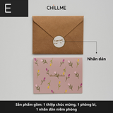  Thiệp chúc mừng hoạ tiết hoa văn Chillme chúc mừng sinh nhật, kỷ niệm, ngày lễ đơn giản cao cấp - HK036 