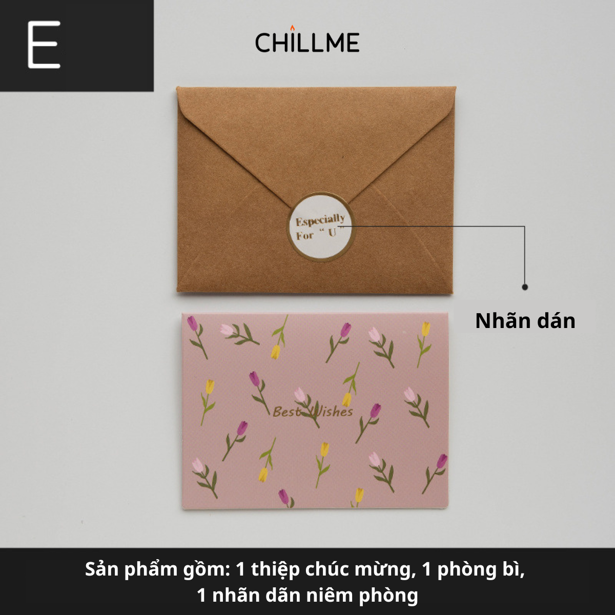  Thiệp chúc mừng hoạ tiết hoa văn Chillme chúc mừng sinh nhật, kỷ niệm, ngày lễ đơn giản cao cấp - HK036 