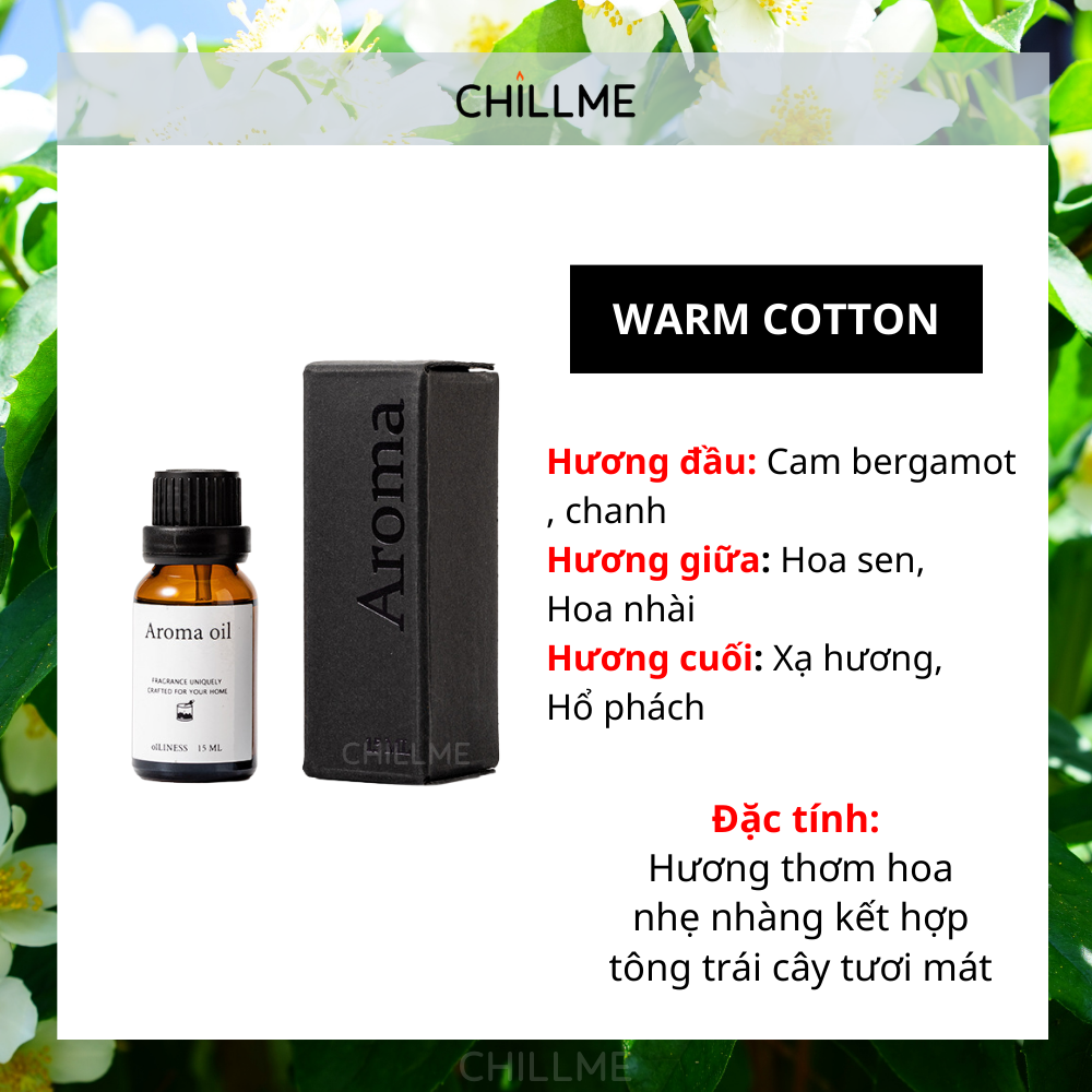  Tinh dầu nguyên chất Chillme 15ml sử dụng cho máy xông khuyếch tán tinh dầu dễ chịu 