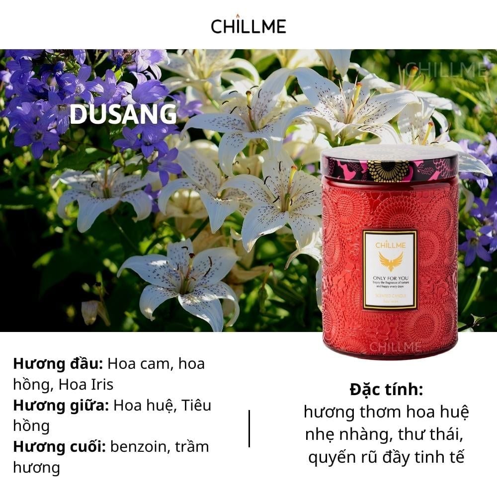  Nến thơm tinh dầu size L Chillme 785g sáp đậu nành không khói hương thơm thư giãn nhẹ nhàng 