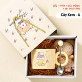  Ly sứ quà tặng Nice day 450ml kèm thìa gấu bông - LSND01 