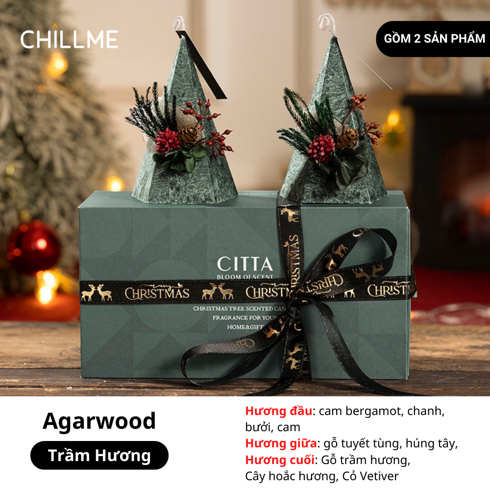  Set quà tặng giáng sinh noel nến thơm hình cây thông Chillme trang trí ngày lễ thơm phòng thư giãn 