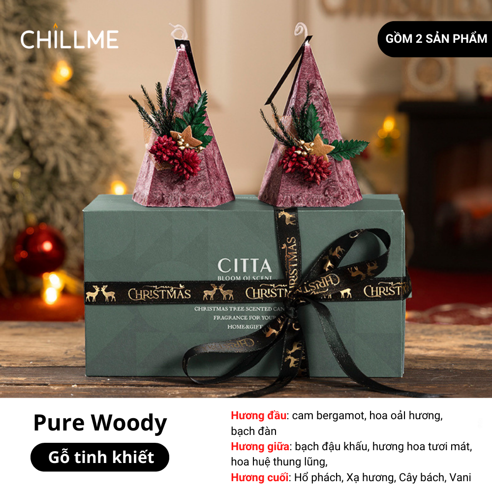  Set quà tặng giáng sinh noel nến thơm hình cây thông Chillme trang trí ngày lễ thơm phòng thư giãn 