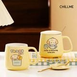  Ly sứ uống nước Thankyou 420ml có nắp đậy kèm thìa - LSTY01 