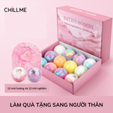  Set 12 viên sủi bồn tắm dưỡng da quà tặng Chillme thư giãn hương nước hoa 