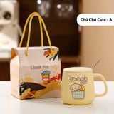  Ly sứ uống nước Thankyou 420ml có nắp đậy kèm thìa - LSTY01 