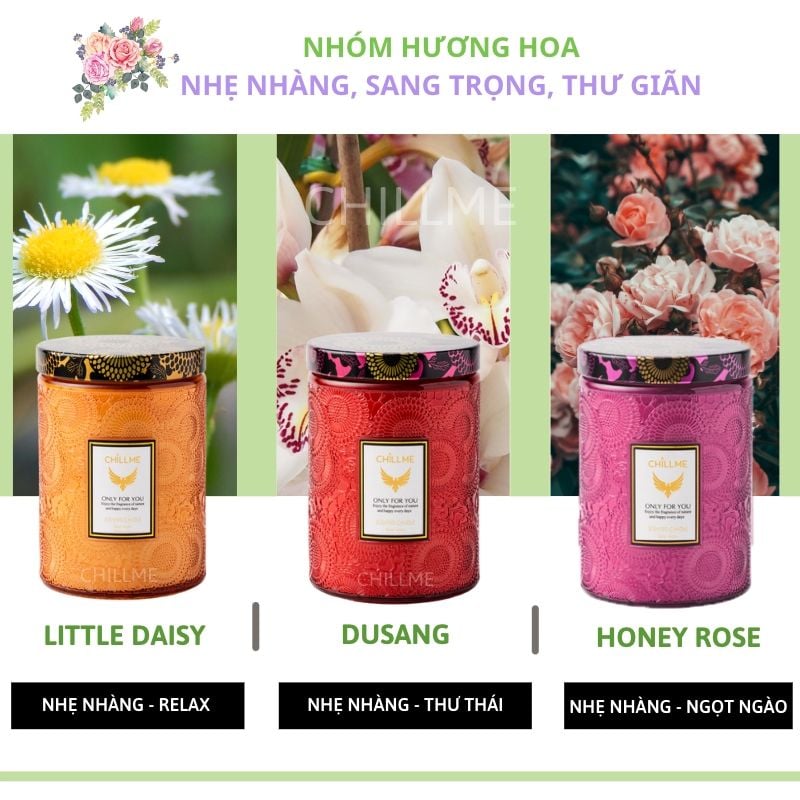  Nến thơm tinh dầu size L Chillme 785g sáp đậu nành không khói hương thơm thư giãn nhẹ nhàng 