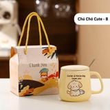  Ly sứ uống nước Thankyou 420ml có nắp đậy kèm thìa - LSTY01 