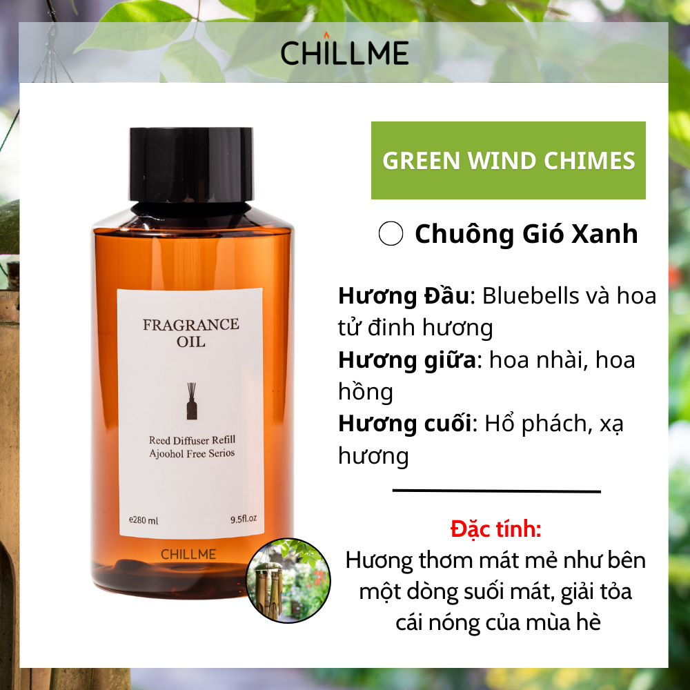  Tinh dầu nước hoa chai lớn 280ml bổ sung refill thay thế tán hương thơm phòng Chillme 