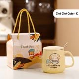  Ly sứ uống nước Thankyou 420ml có nắp đậy kèm thìa - LSTY01 