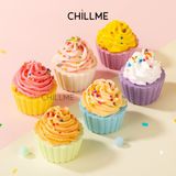  Viên sủi bồn tắm bathbomb Chillme dưỡng ẩm làn da thư giãn tạo màu hình bánh kem dễ thương 
