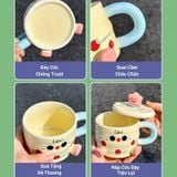  Cốc sứ uống nước hình bánh sinh nhật đáng yêu quà tặng bạn thân người yêu kèm nắp dậy 