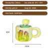 Cốc sứ uống nước hình bông hoa tulip Chillme quà tặng kèm thìa bông hoa trang trí dễ thương