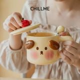  Cốc sứ uống nước có nắp Chillme hình heo và cún dễ thương đáng iu cute phù hợp quà tặng decor 