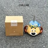  Cốc uống nước chú chó đội mũ dễ thương bằng sứ có nắp đậy kèm ống hút nhôm phù hợp quà tặng 