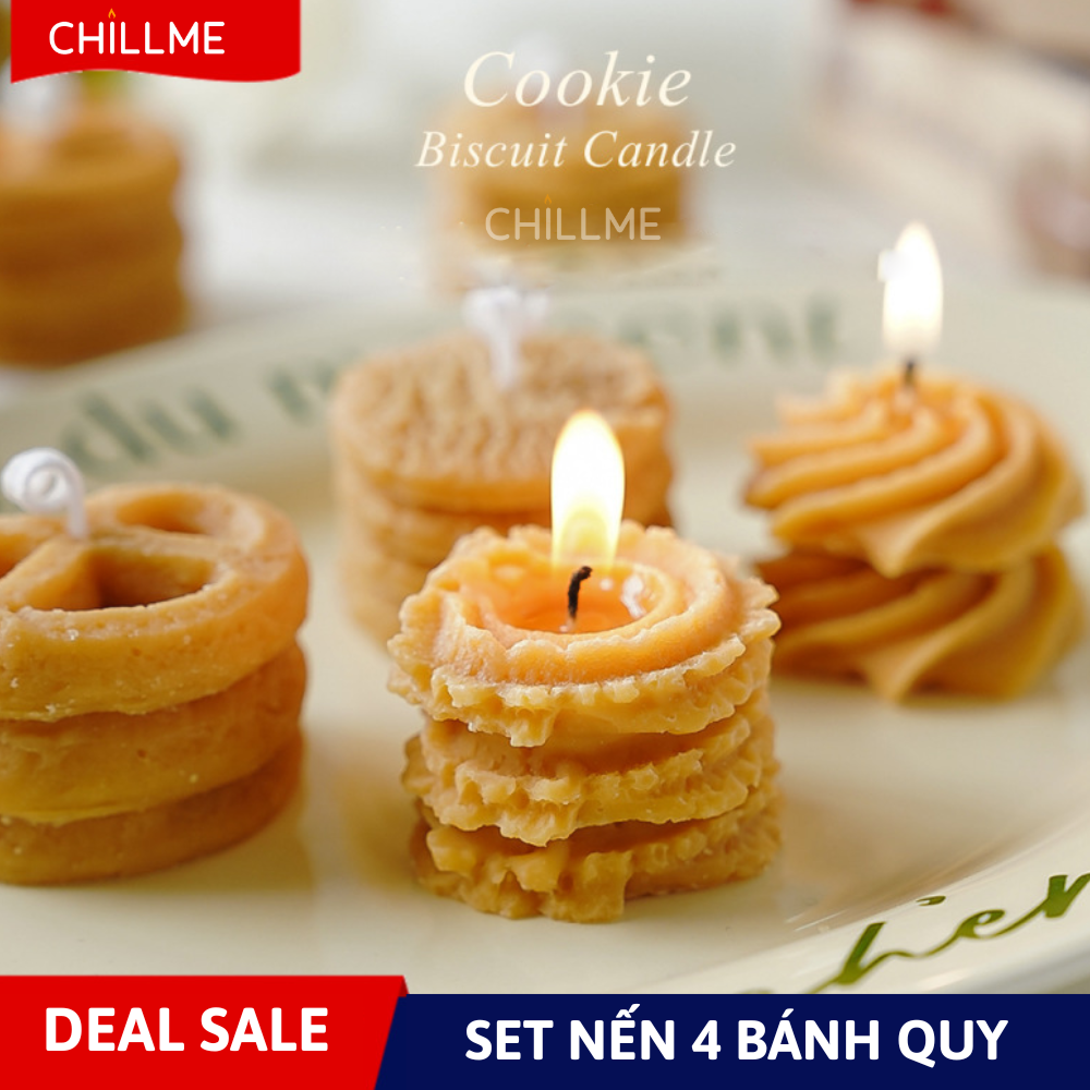  Sét nến thơm tealight hình bánh quy Chillme decor phong cách Hàn Quốc dễ thương handmade 