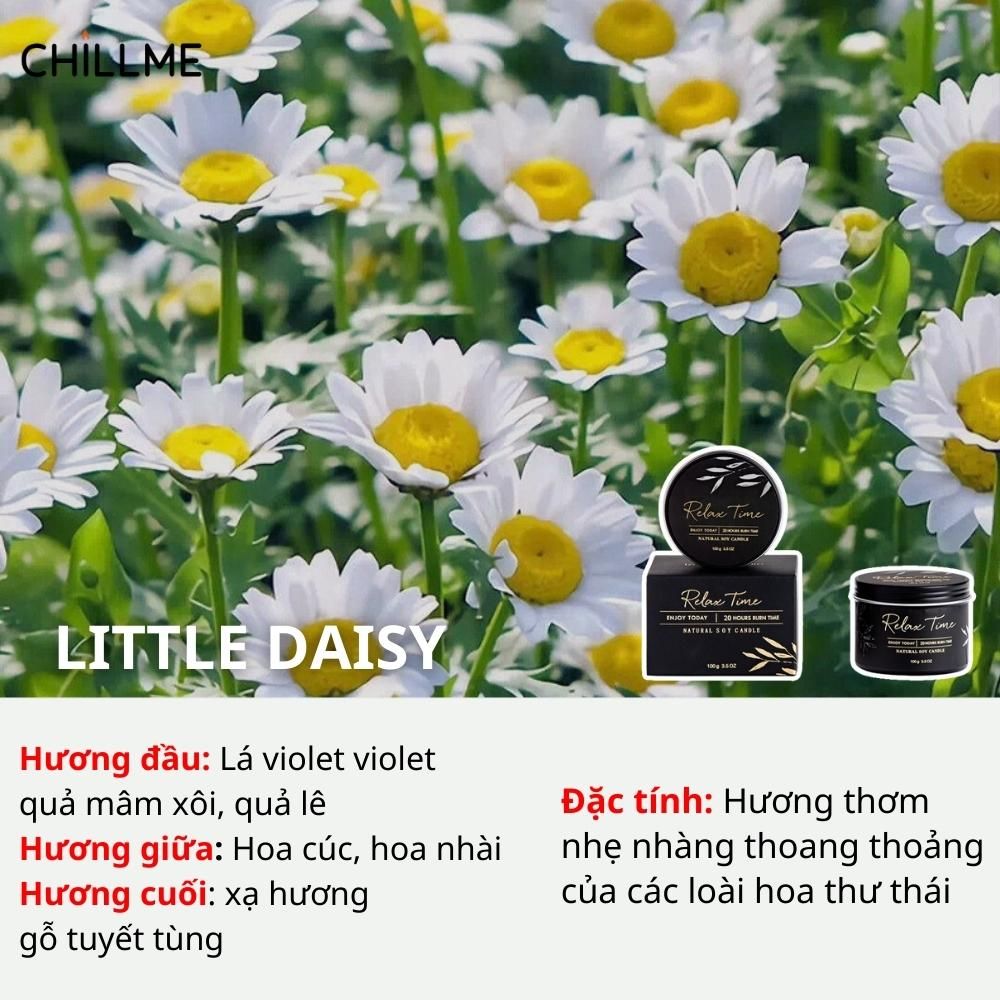  Nến thơm sáp đậu nành Chillme 155g thơm phòng hũ nhôm không khói thư giãn trang trí 