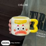  Cốc uống nước quà tặng cartoon biểu cảm bằng gốm kèm nắp, ống hút thuỷ tinh sinh nhật kỷ niệm 