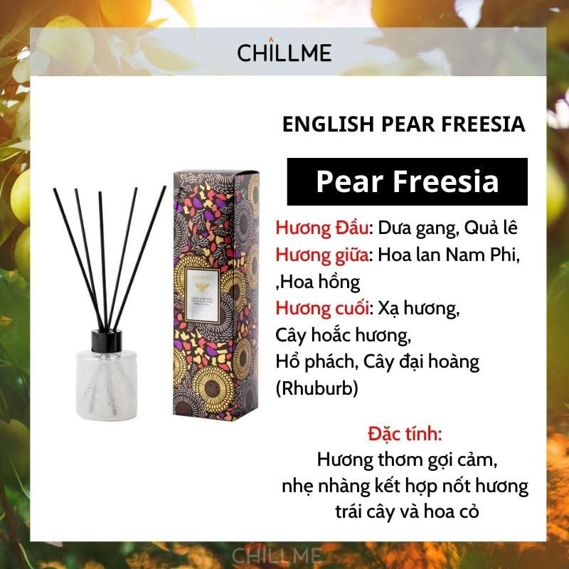  Tinh dầu thơm phòng khuyếch tán Chillme 100ml que gỗ khử mùi không khí thư giãn decor 