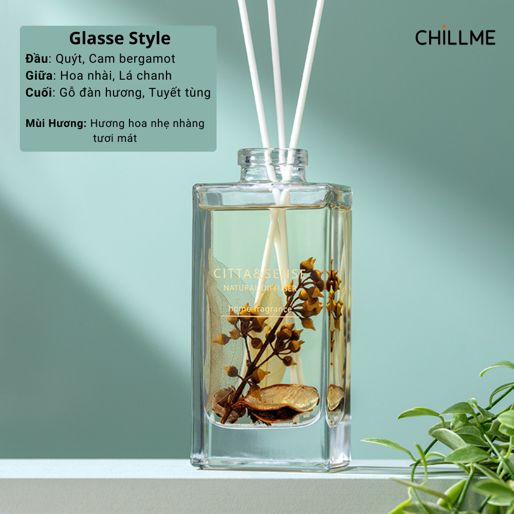  Tinh dầu thơm phòng tán hương Chillme hoa thơm khuếch tán sang trọng đuổi muỗi decor trang trí - TDCT04 