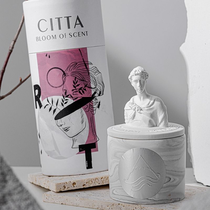  Nến thơm không khói Citta hũ tượng thạch cao điêu khắc quà tặng cao cấp phong cách châu âu 