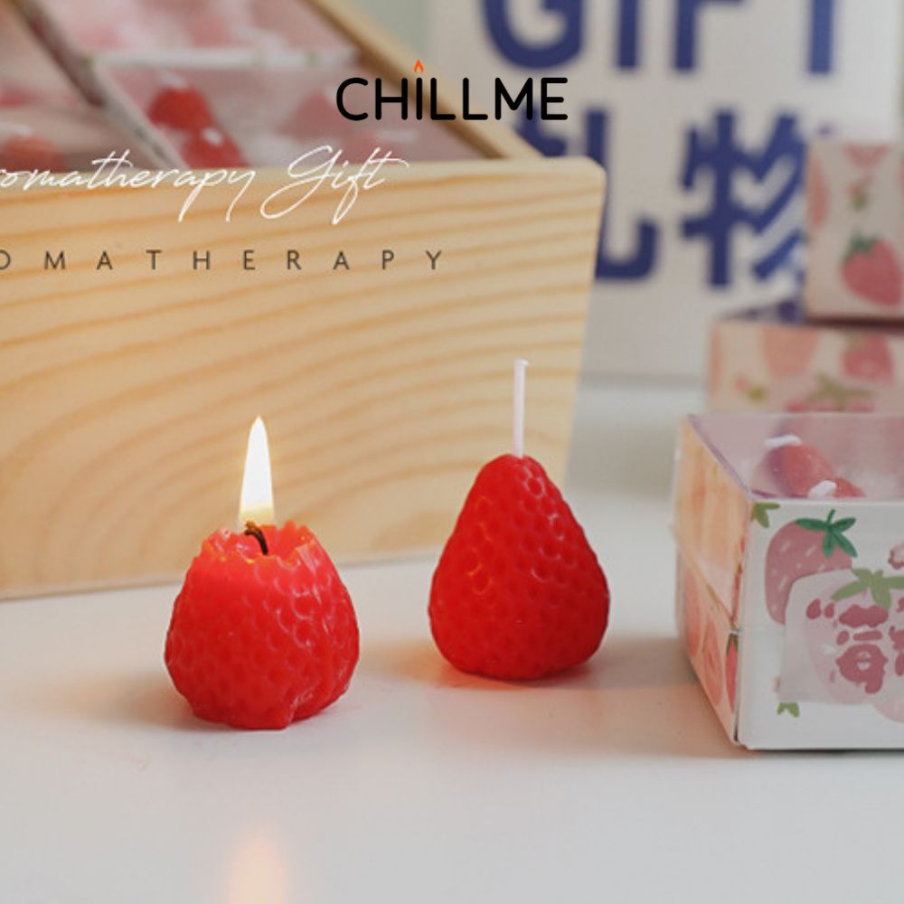  Set nến thơm tealight quả dâu tây Chillme phong cách Hàn Quốc dễ thương làm quà tặng sinh nhật decor trang trí 