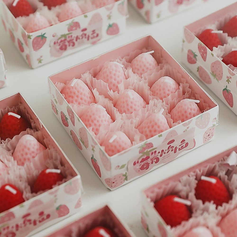  Set nến thơm tealight quả dâu tây Chillme phong cách Hàn Quốc dễ thương làm quà tặng sinh nhật decor trang trí 