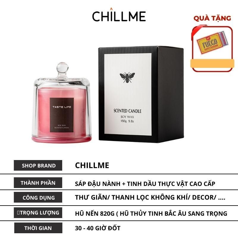  Nến thơm cao cấp sáp đậu nành chillme thiên nhiên khử mùi phòng trang trí sang trọng đẹp mắt TL 