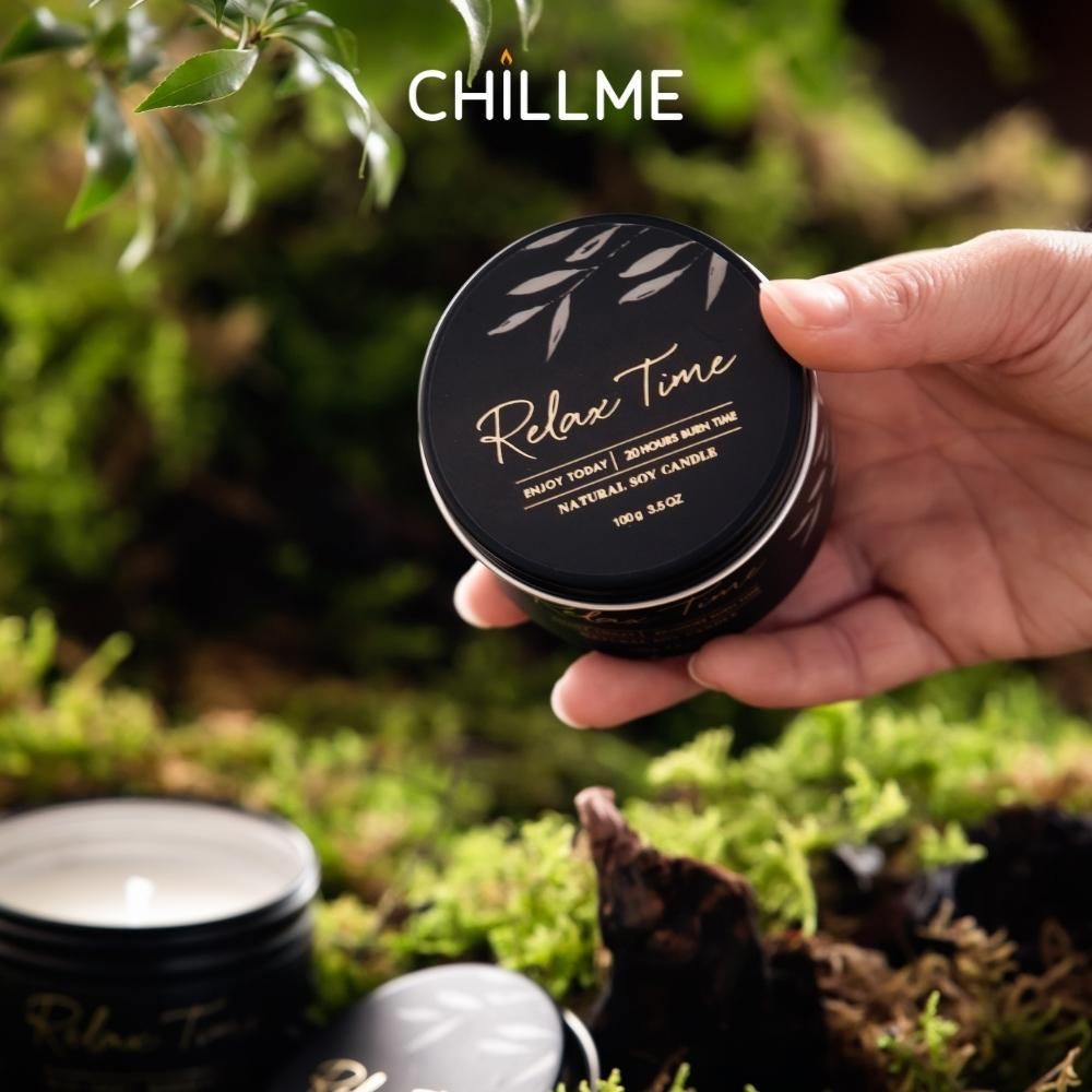  Nến thơm sáp đậu nành Chillme 155g thơm phòng hũ nhôm không khói thư giãn trang trí 