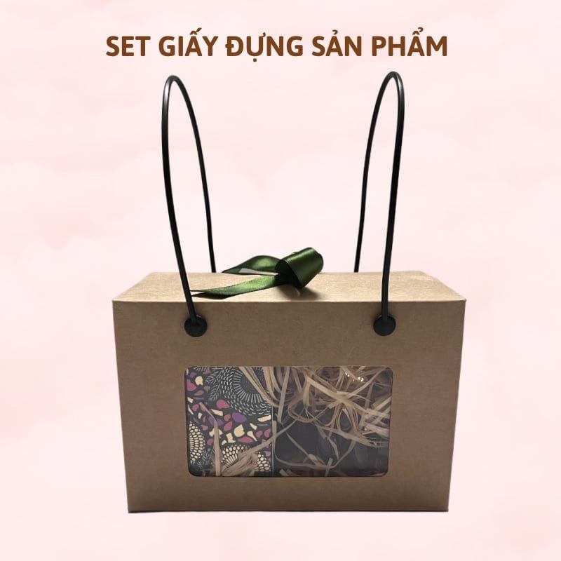  Set box giấy có nơ xinh quai đựng sản phẩm đựng quà tặng nhiều kích thước - Chillme 