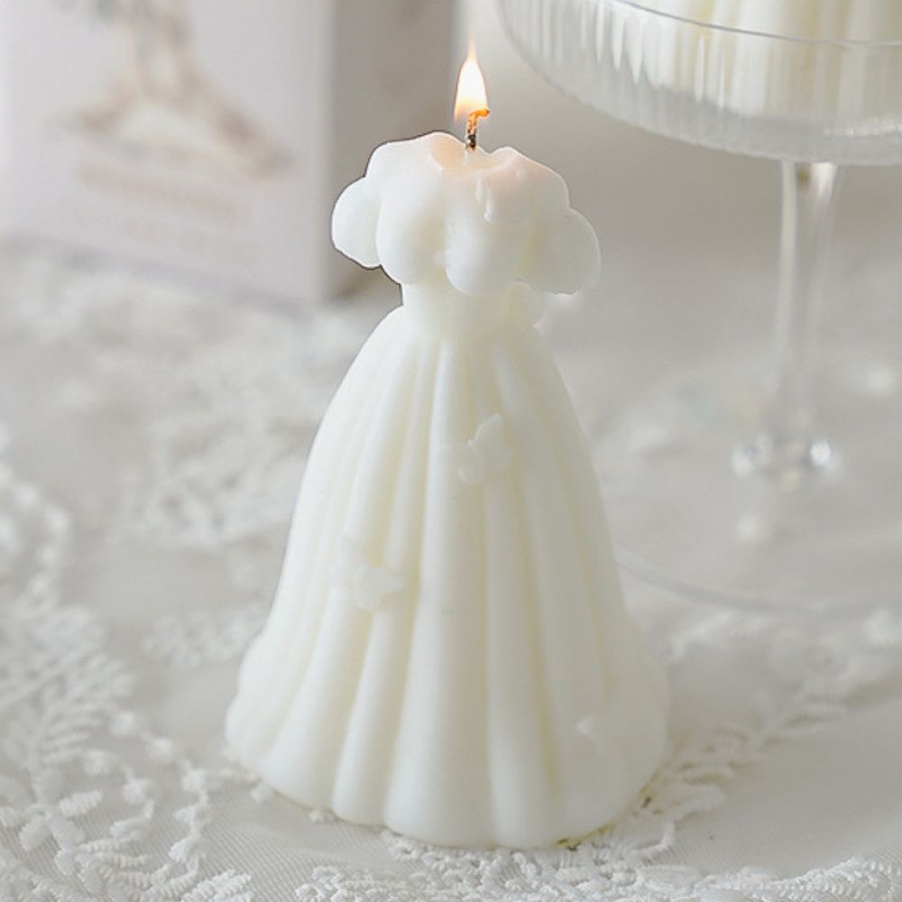  Nến thơm tạo hình váy cô dâu đám cưới Chillme handmade decor làm quà tặng kết hôn sinh nhật dễ thương 