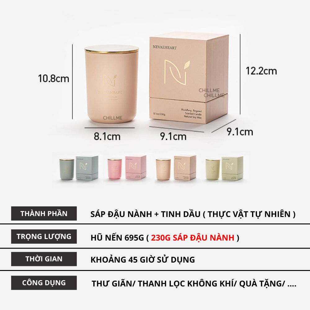  Nến thơm phòng ngủ quà tặng Chillme khử mùi candles thư giãn không khói cao cấp sang trọng - HEART 