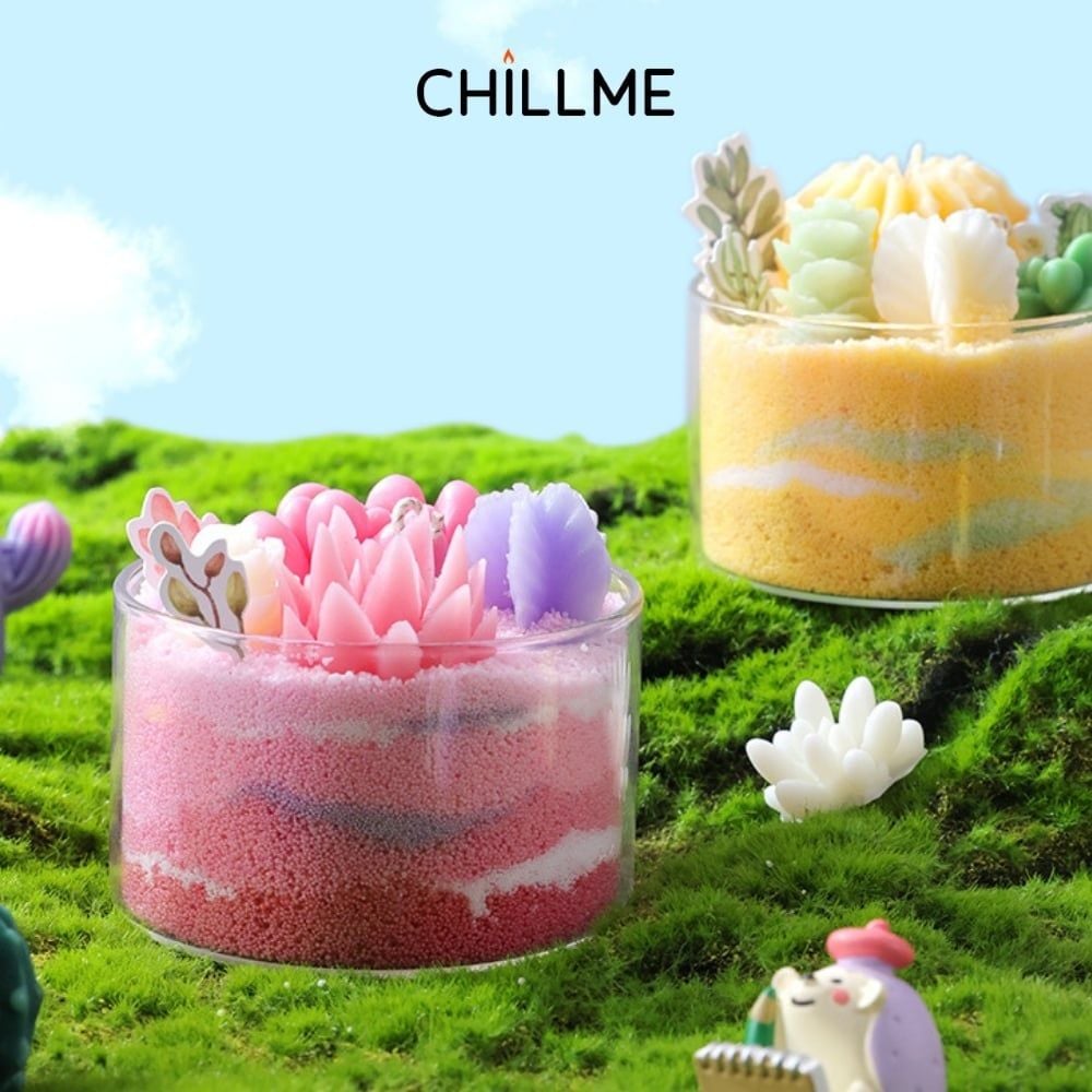  Nến thơm xương rồng tranh cát Chillme DIY handmade khử mùi làm quà tặng cưới sinh nhật decor 