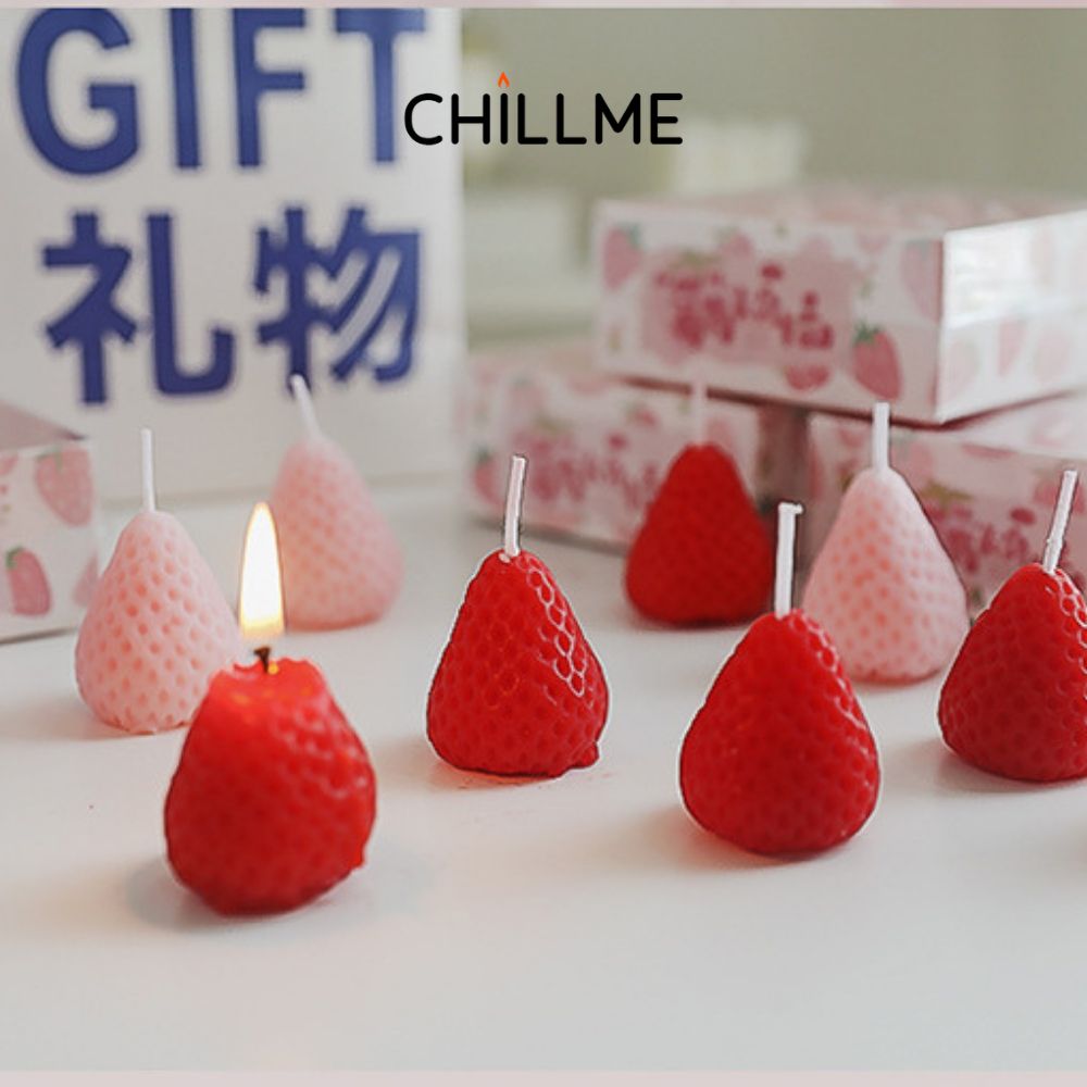  Set nến thơm tealight quả dâu tây Chillme phong cách Hàn Quốc dễ thương làm quà tặng sinh nhật decor trang trí 