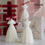  Nến thơm tạo hình váy cô dâu đám cưới Chillme handmade decor làm quà tặng kết hôn sinh nhật dễ thương 