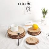  Đế lót ly nến thơm bằng gỗ chillme chất liệu tự nhiên phong cách vintage cao cấp 