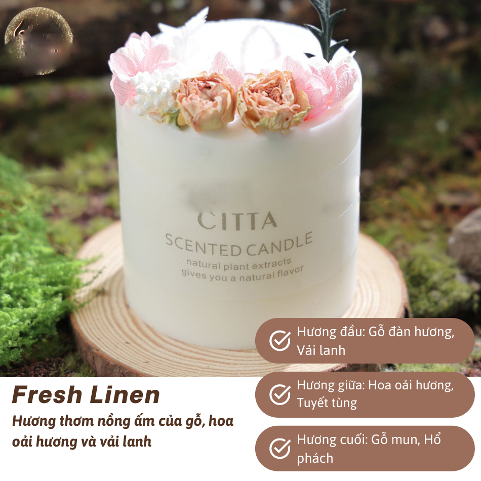  Nến thơm handmade Citta hoa cỏ 4 mùa hương thơm tự nhiên thư giãn trang trí decor phòng bàn làm việc 