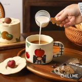  Cốc sứ có nắp đậy trái cây tươi mát Chillme hoạ tiết dễ thương làm quà tặng sinh nhật 