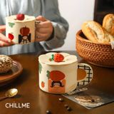  Cốc sứ có nắp đậy trái cây tươi mát Chillme hoạ tiết dễ thương làm quà tặng sinh nhật 