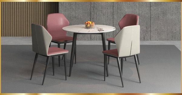 Bàn Ăn Tròn Mặt Đá 4 Ghế BA01T-D09