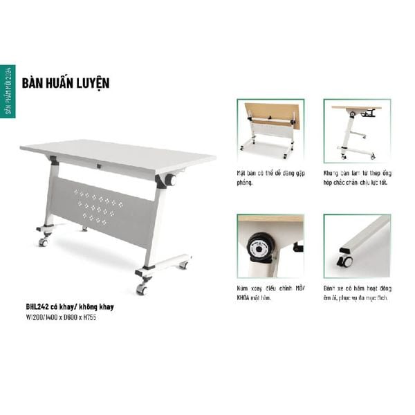 Bàn Training 1m2 có ngăn BHL242-12K
