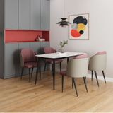 Bàn Ăn Mặt Đá 2 lớp 4 - 6 Ghế 242BA14