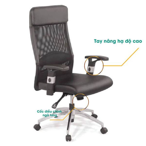 Ghế Lưới Chân Hợp Kim Ngả Lưng GX203.2-HK