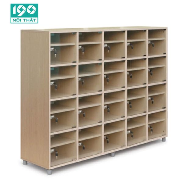 Locker Gỗ, Tủ Giầy 20 Khoang Cánh Kính TJ-20K