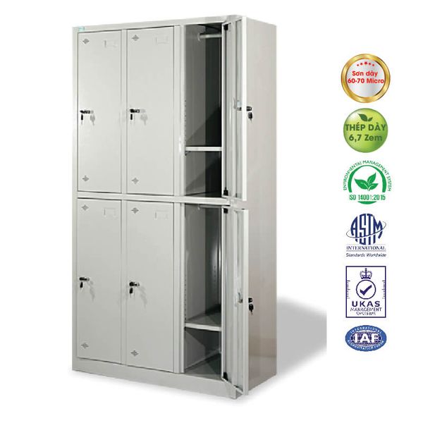 Tủ Locker Văn Phòng 6 Ngăn TS12 (Có Thanh Treo Quần Áo)